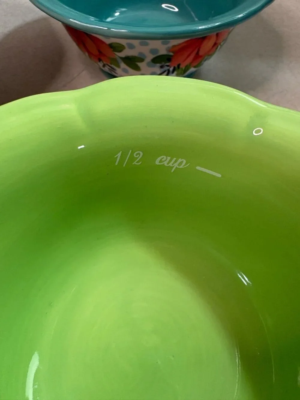 Pioneer Woman Ceramic Nesting Measuring Prep Bowls Cups 4 piece Floral